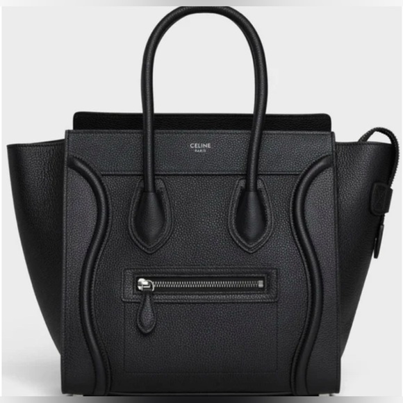 CELINE MICRO LUGGAGE HANDBAG IN DRUMMED CALFSKIN BLACK - Picture 1 of 7